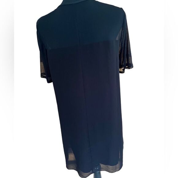 BCBGeneration black lace up front dress with mesh shoulders, relaxed fit size M - Picture 2 of 5